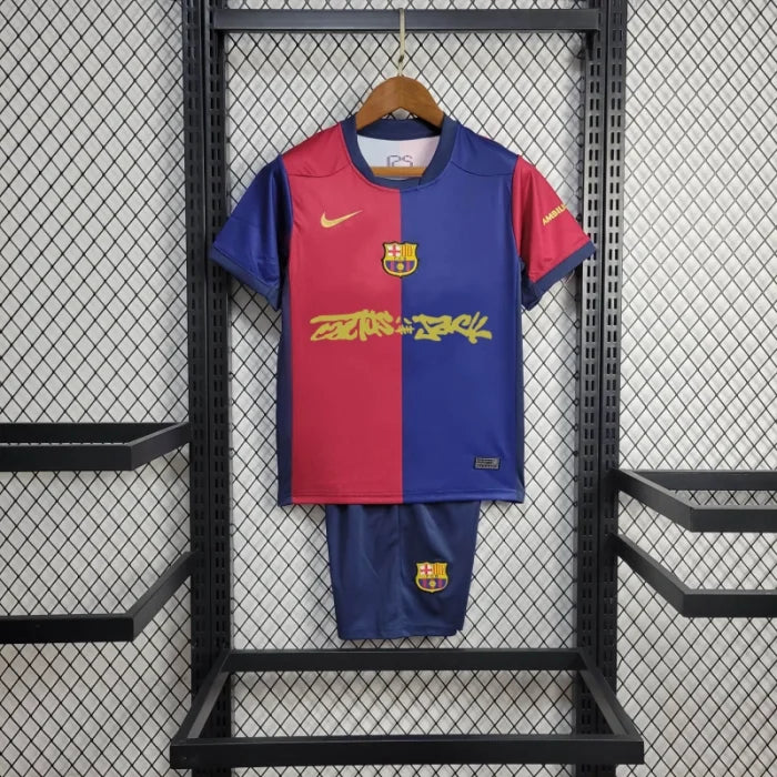 Barcelona X Travis Scott Cactus Jack 24/25 Home Kids Kit